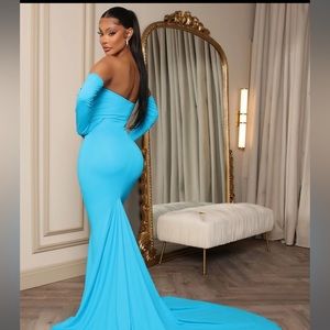 VIP Status Glove Dress - Aqua